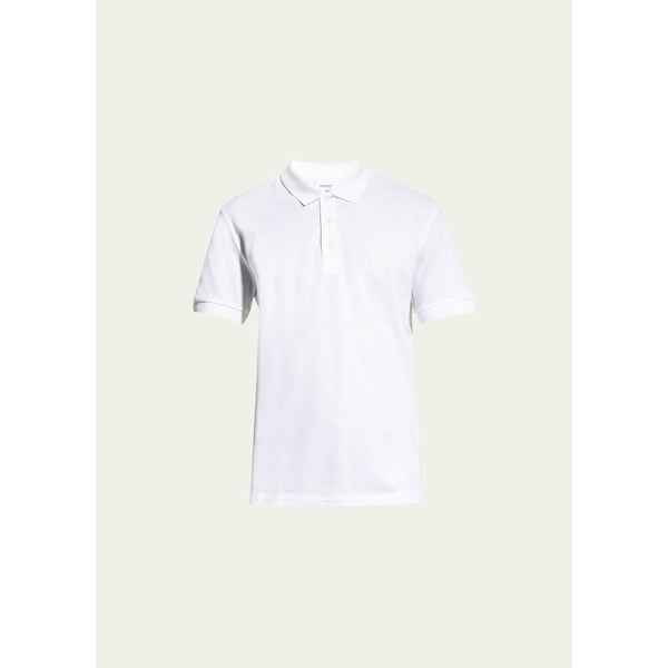버버리 버버리 Burberry Mens Eddie Pique Polo Shirt, White 3125193