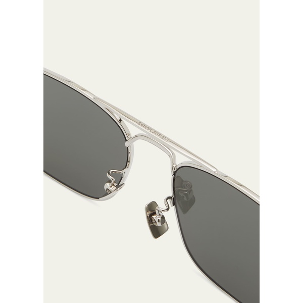 생로랑 생로랑 Saint Laurent Mens Square Double-Bridge Metal Sunglasses 3270144
