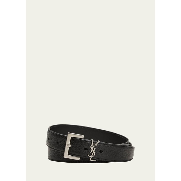 생로랑 생로랑 Saint Laurent Mens YSL Logo Leather Belt 3660687