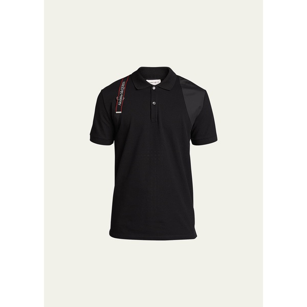 알렉산더 맥퀸 알렉산더맥퀸 Alexander McQueen Mens Logo-Tape Harness Polo Shirt 4006549