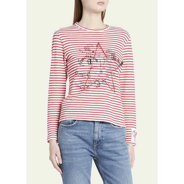 골든구스 골든구스 Golden Goose Striped Long-Sleeve T-Shirt w/ Embroidery 4178318