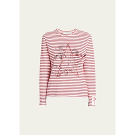골든구스 Golden Goose Striped Long-Sleeve T-Shirt w/ Embroidery 4178318