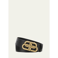발렌시아가 Balenciaga Mens BB-Monogram Leather Buckle Belt 4211633