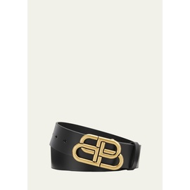 발렌시아가 Balenciaga Mens BB-Monogram Leather Buckle Belt 4211633
