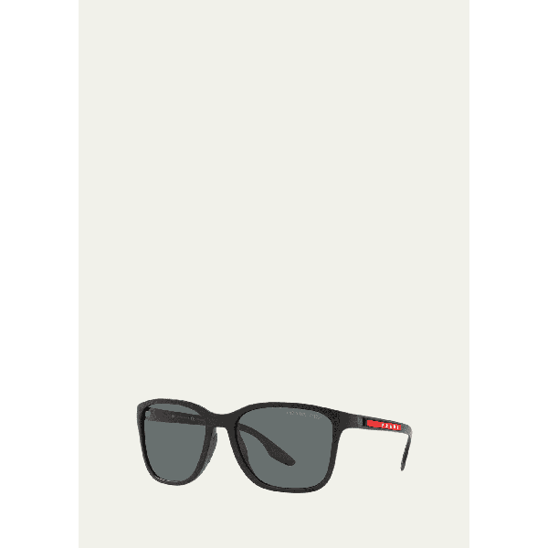 프라다 Prada Sport Mens Polarized Rectangle Logo Sunglasses 4226335