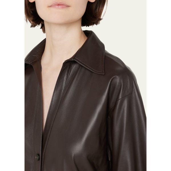 빈스 빈스 Vince Button-Front Leather Midi Shirtdress 4324316