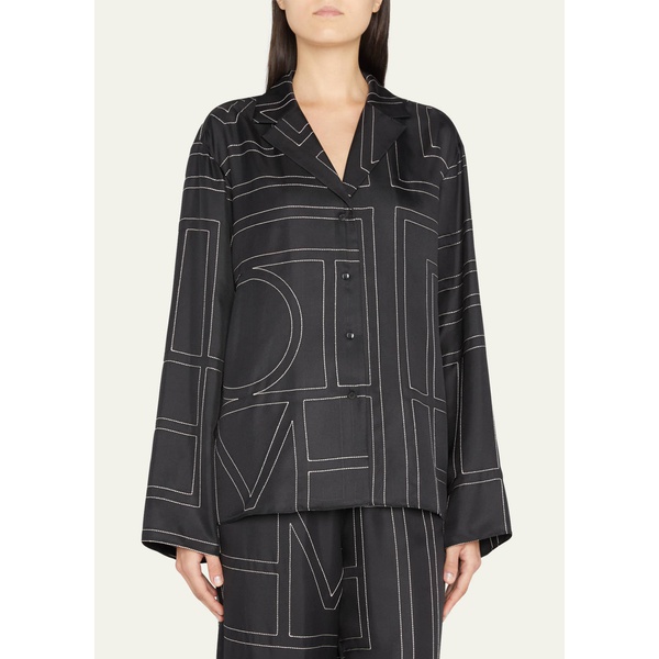  Toteme Monogram-Embroidered Silk Pajama Top 4326907