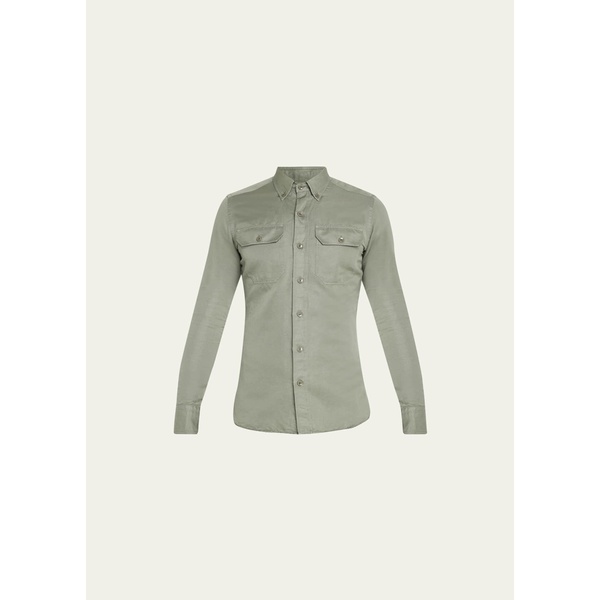 톰포드 톰포드 TOM FORD Mens Linen-Cotton Slim-Fit Sport Shirt 4335951