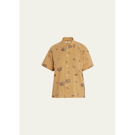 보디 Bode Micro Bird Embroidered Short Sleeve Button Up Shirt 4347558