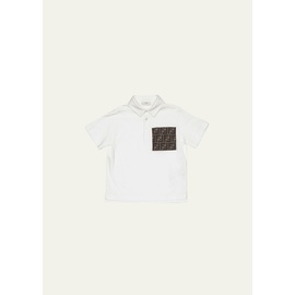 펜디 Fendi Boys FF Logo Polo Shirt, Size 3-6 4361768