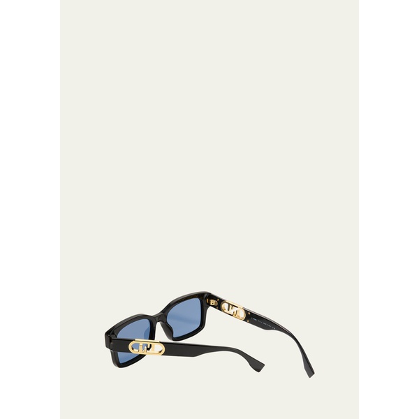 펜디 펜디 Fendi Mens Gold-Tone FF-Logo Rectangle Sunglasses 4379258
