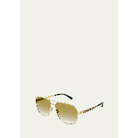 구찌 Gucci Mens Stripe Logo Metal Aviator Sunglasses 4399671