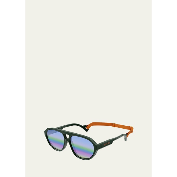 구찌 구찌 Gucci Mens Multi-Gradient Lens Sunglasses w/ Neck Strap 4399672