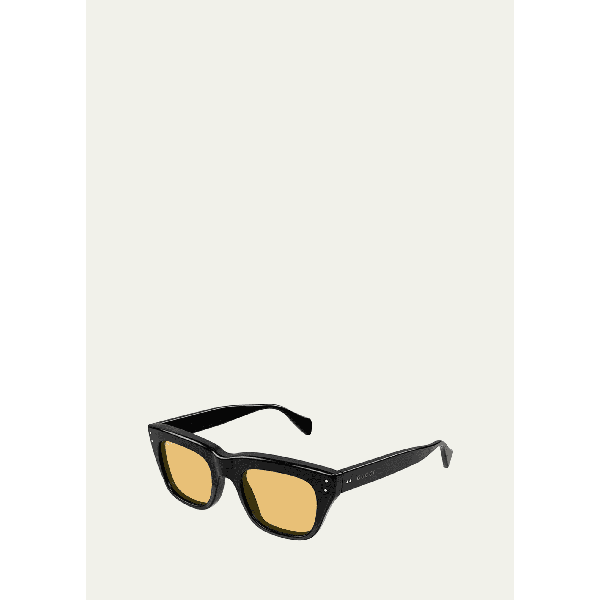 구찌 구찌 Gucci Mens Logo Rectangle Acetate Sunglasses 4399675