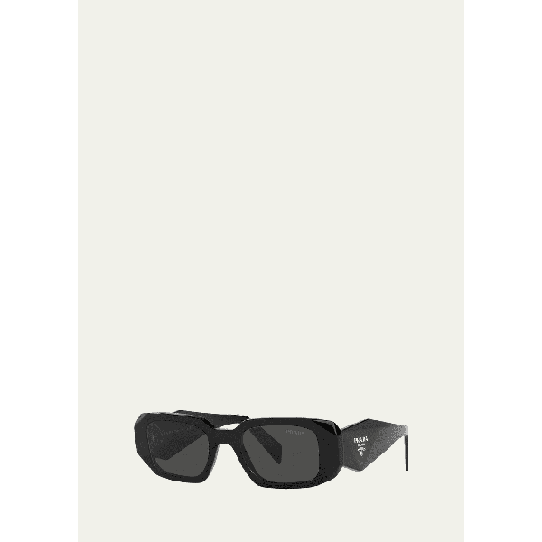 프라다 Prada Mens Geometric Rectangle Acetate Sunglasses 4403038