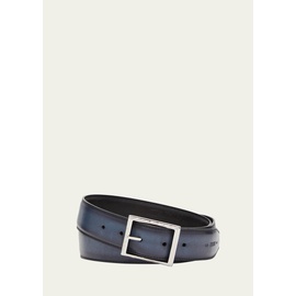 벨루티 Mens Rectangle Buckle Leather Belt 4406400