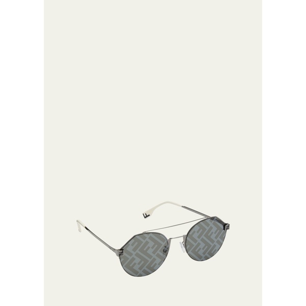 펜디 펜디 Fendi Mens Monogram Lens Metal Round Sunglasses 4414871