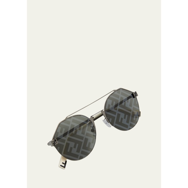 펜디 펜디 Fendi Mens Monogram Lens Metal Round Sunglasses 4414871