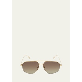 펜디 Fendi Mens Double-Bridge Metal Rectangle Sunglasses 4414927