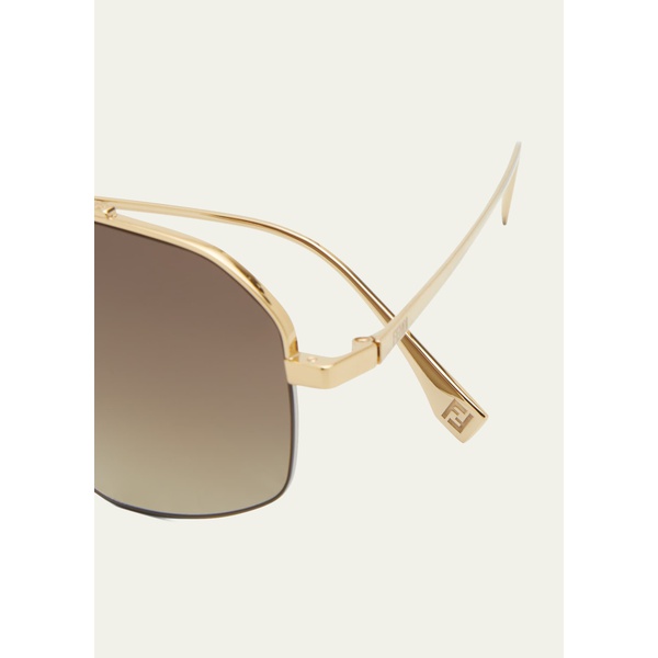 펜디 펜디 Fendi Mens Double-Bridge Metal Rectangle Sunglasses 4414927
