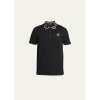 베르사체 Versace Mens Greca-Collar Polo Shirt 4432358