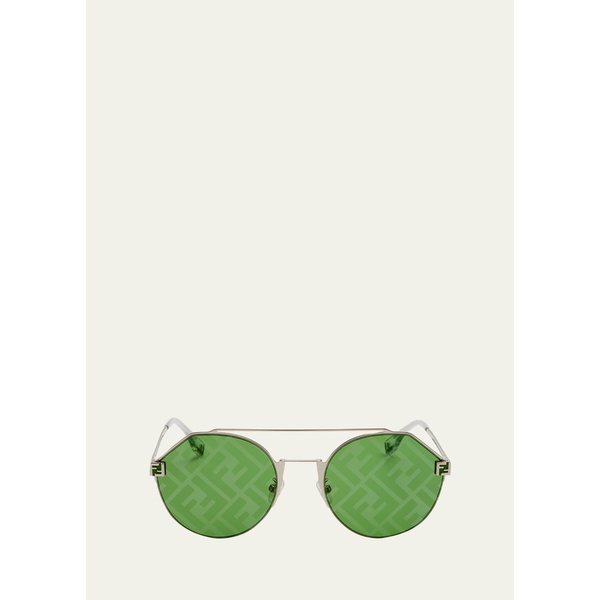 펜디 펜디 Fendi Mens Monogram-Lens Round Sunglasses 4435849