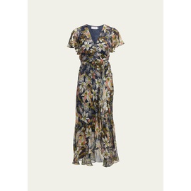 Tanya Taylor Blaire Printed Linen-Silk Midi Faux-Wrap Dress 4436516