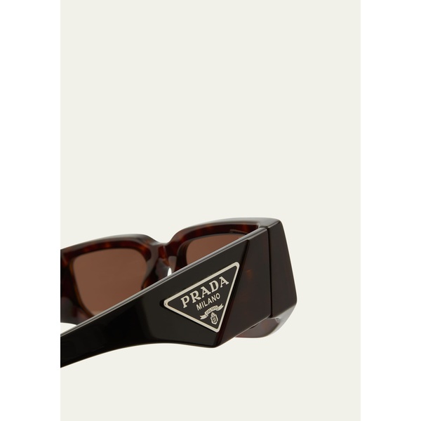 프라다 Prada Mens Triangle Logo Bicolor Rectangle Sunglasses 4442328