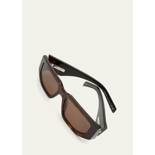 프라다 Prada Mens Triangle Logo Bicolor Rectangle Sunglasses 4442328