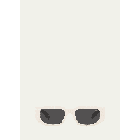 Prada Mens Triangle Logo Bicolor Rectangle Sunglasses 4442328