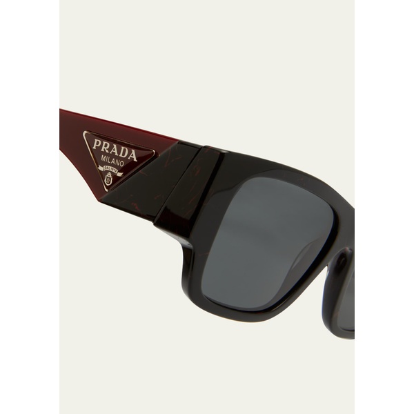 프라다 Prada Mens Triangle Logo Bicolor Rectangle Sunglasses 4442335