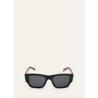 Prada Mens Triangle Logo Bicolor Rectangle Sunglasses 4442335
