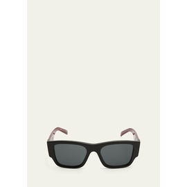 Prada Mens Triangle Logo Bicolor Rectangle Sunglasses 4442335