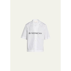 지방시 Givenchy Mens Boxy-Fit Logo Camp Shirt 4445281