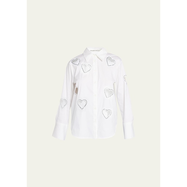  Alice + Olivia Finely Embellished Button-Front Heart Cutout Shirt 4465778
