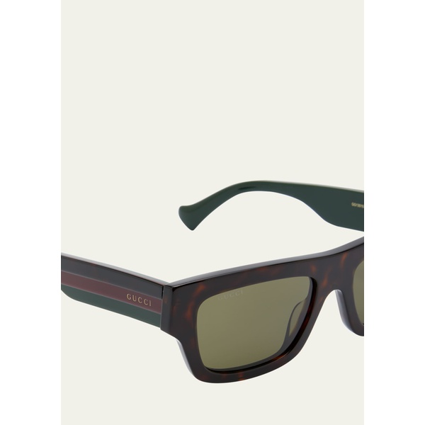 구찌 구찌 Gucci Mens Rectangle Acetate Sunglasses with Logo 4472719