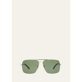 구찌 Gucci Mens Stripe Logo Metal Aviator Sunglasses 4472720