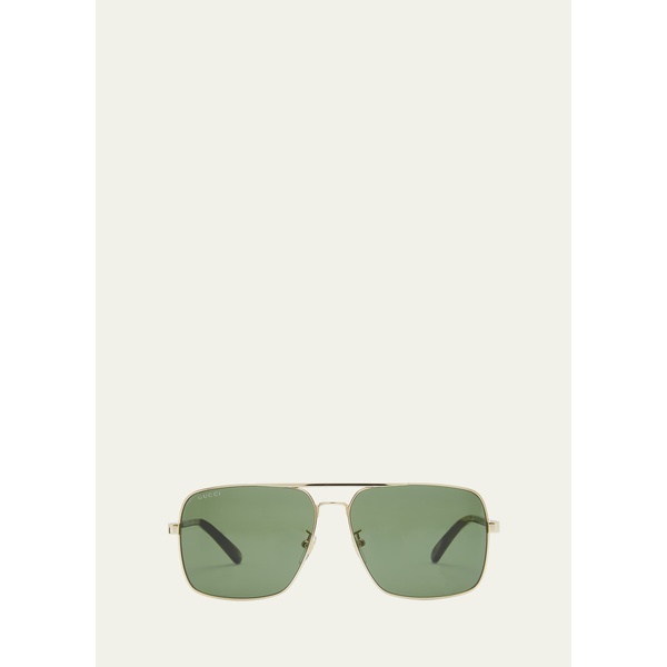 구찌 구찌 Gucci Mens Stripe Logo Metal Aviator Sunglasses 4472720