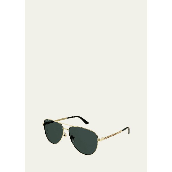 구찌 구찌 Gucci Mens Striped Logo Metal Aviator Sunglasses 4472722