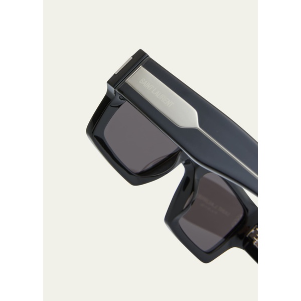 생로랑 생로랑 Saint Laurent Mens Rectangle Acetate Sunglasses with Logo 4473078
