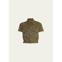 생로랑 Saint Laurent Printed Crop Button-Front Shirt 4479997