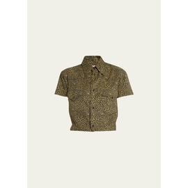 생로랑 Saint Laurent Printed Crop Button-Front Shirt 4479997