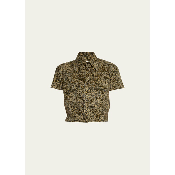 생로랑 생로랑 Saint Laurent Printed Crop Button-Front Shirt 4479997