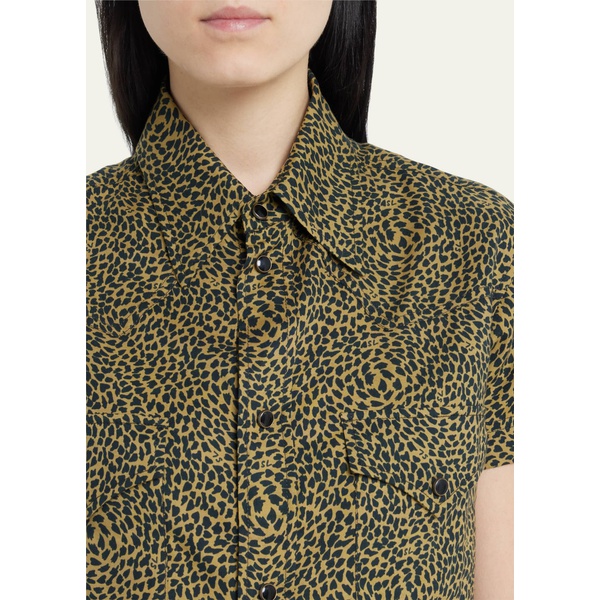 생로랑 생로랑 Saint Laurent Printed Crop Button-Front Shirt 4479997