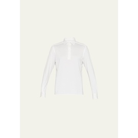 ZEGNA Mens Cotton-Silk Long Sleeve Polo Shirt 4486029