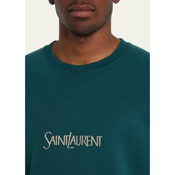 생로랑 생로랑 Saint Laurent Mens Logo Cotton Crew Sweatshirt 4486973