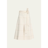 Tanya Taylor Hudson High-Waist Belted Denim Midi Skirt 4500153