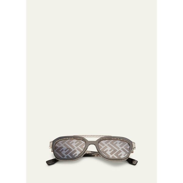펜디 펜디 Fendi Mens Monogram Acetate Double-Bridge Sunglasses 4500636