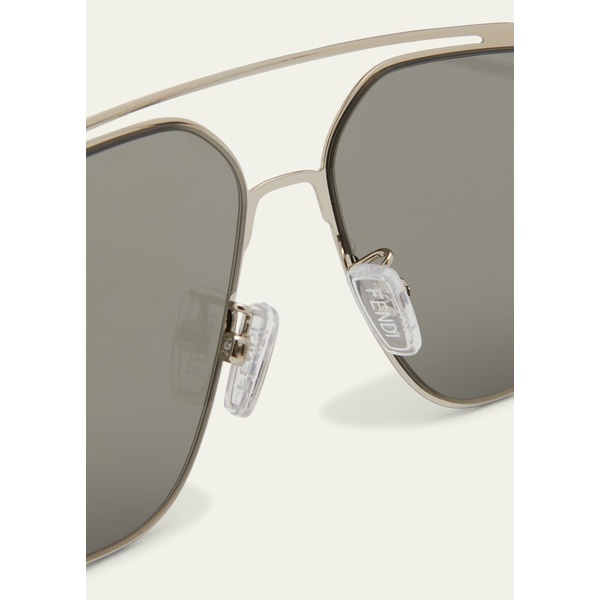 펜디 펜디 Fendi Mens OClock Metal Double-Bridge Aviator Sunglasses 4500638