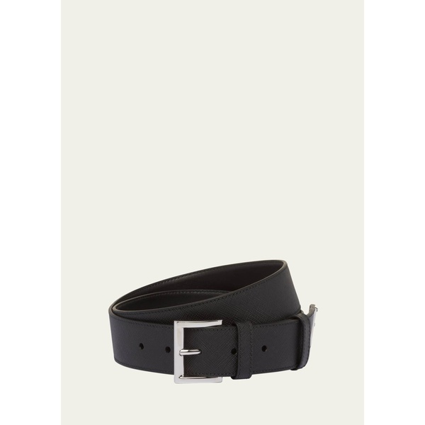 프라다 Prada Mens Triangle Logo Saffiano Leather Belt 4509697